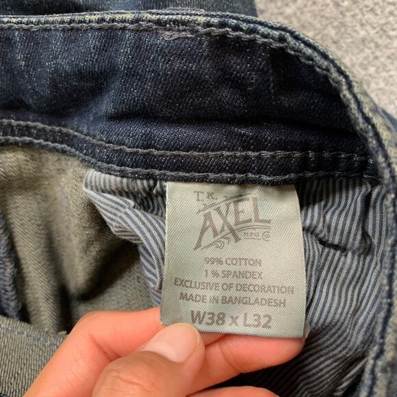 Axel Jeans Mens 38 Blue Stretch Straight Leg Dark Addison 17" Leg Opening - Picture 9 of 13